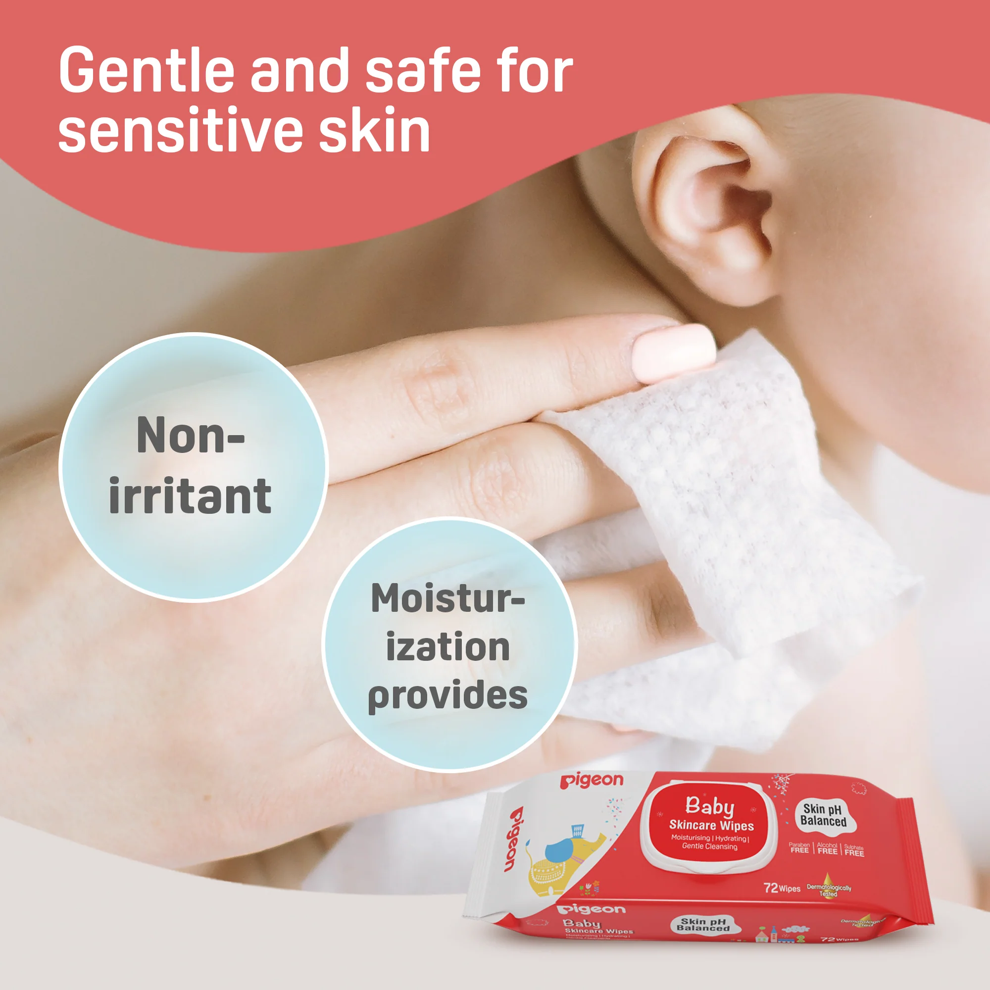 Baby Skincare Wipes 72 Sheets with Lid - Image 4