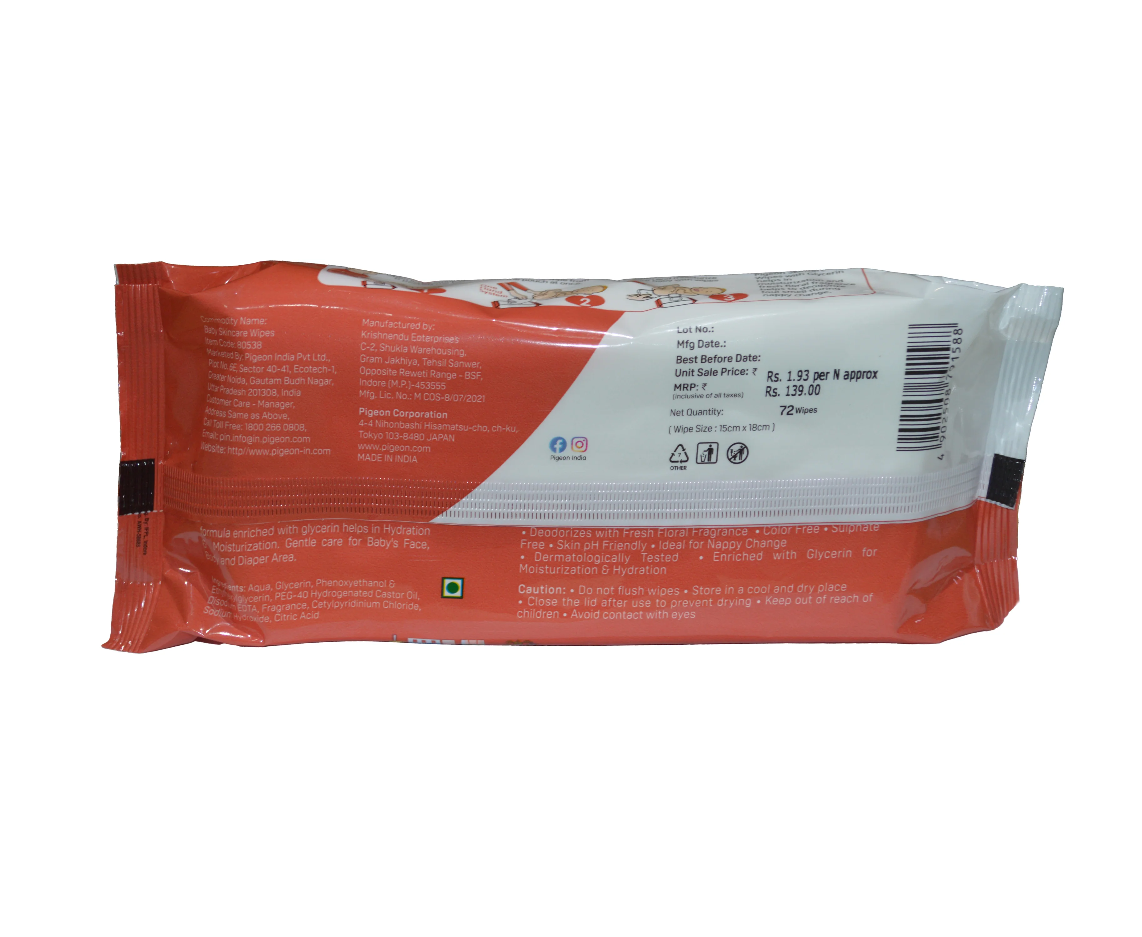 Baby Skincare Wipes 72 Sheets with Lid - Image 7