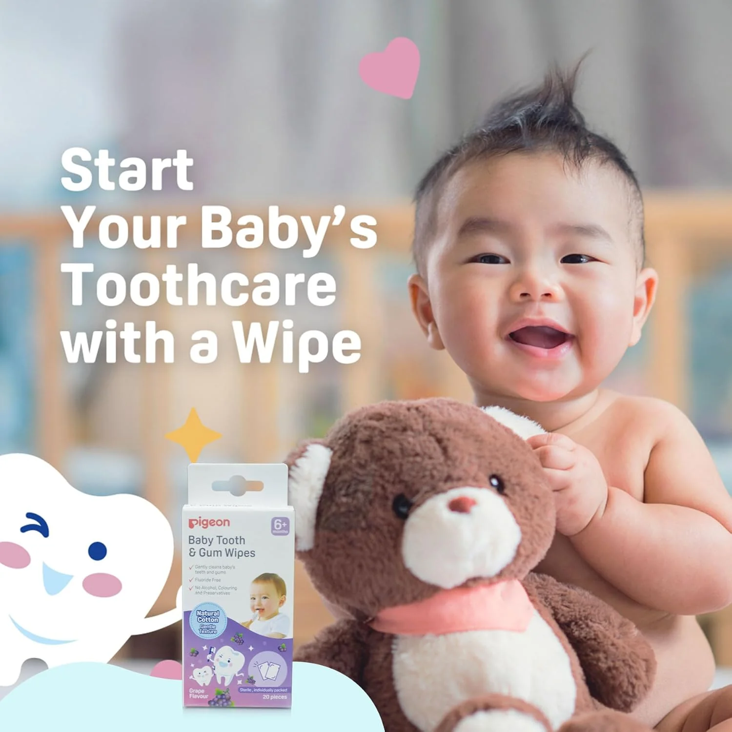BABY TOOTH & GUM WIPES GRAPE 20s - Image 3