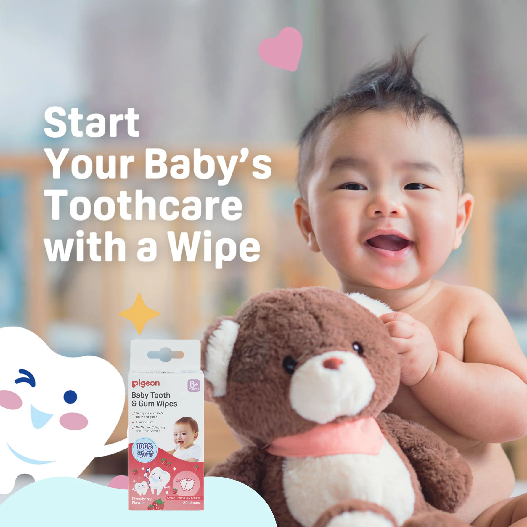 Baby Tooth & Gum Wipes Strawberry 20s (EN) - Image 3