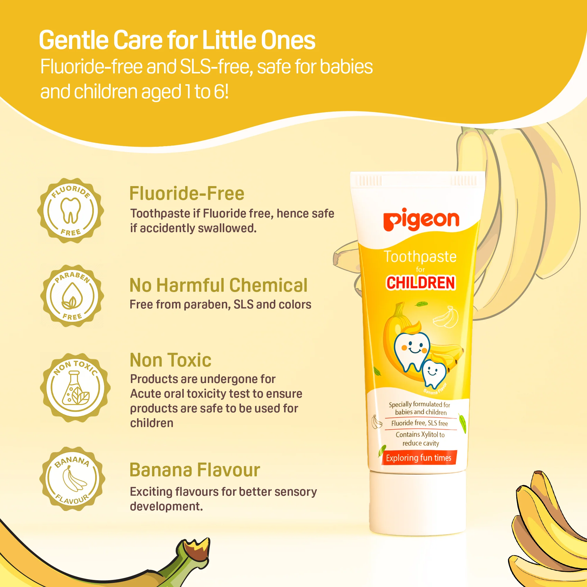 Pigeon Toothpaste for children Banana Flavor 45 gms - Image 6