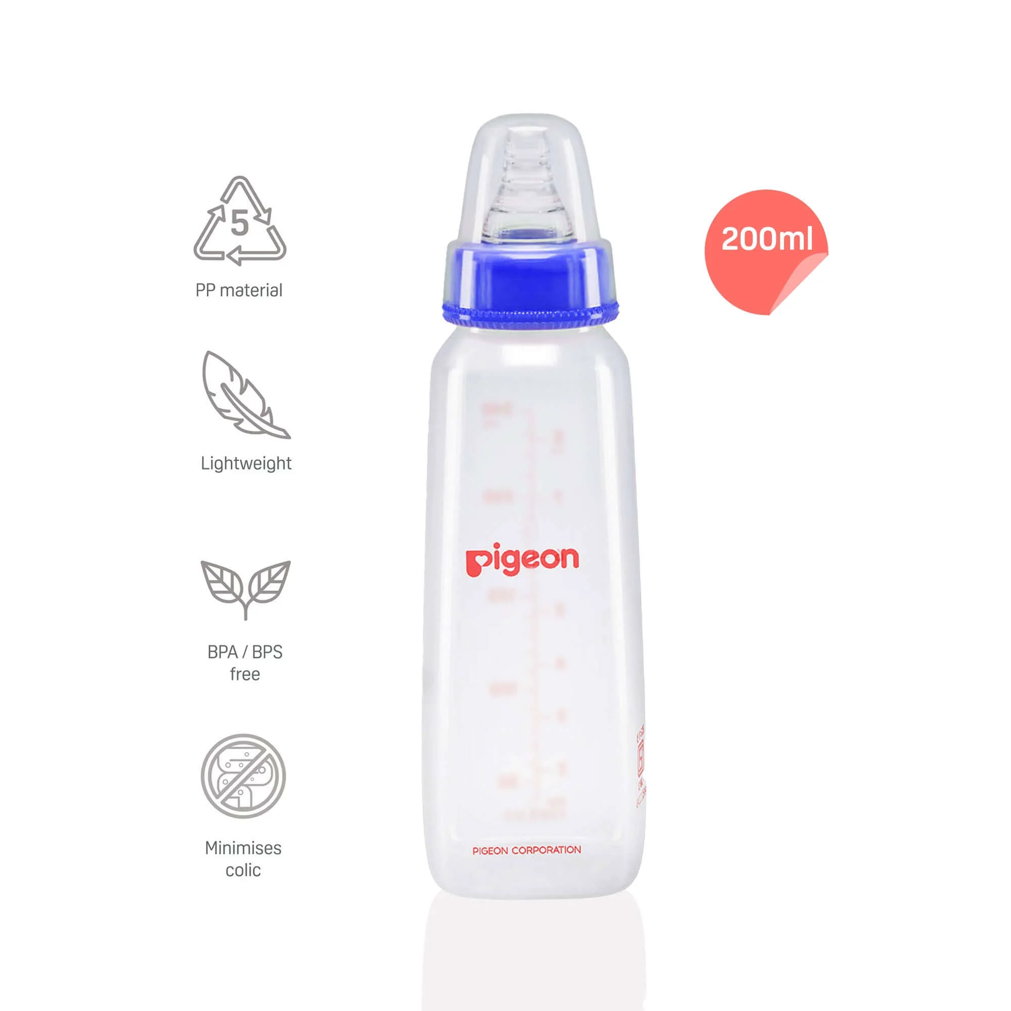 Peristaltic Nursing Bottle Kpp 200ml Nipple M | Silicone Feeding Bottle for 4 month+ | Pigeon IN - Image 3