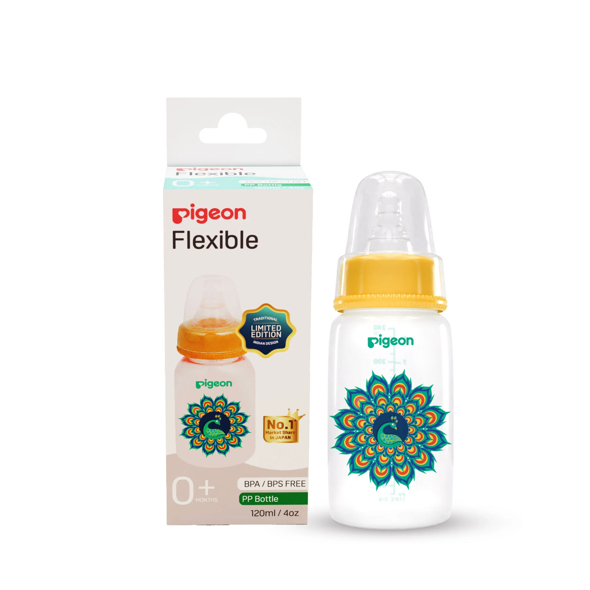 Peristaltic Nursing Bottle RPP 120ML (Yellow) Peacock S Size