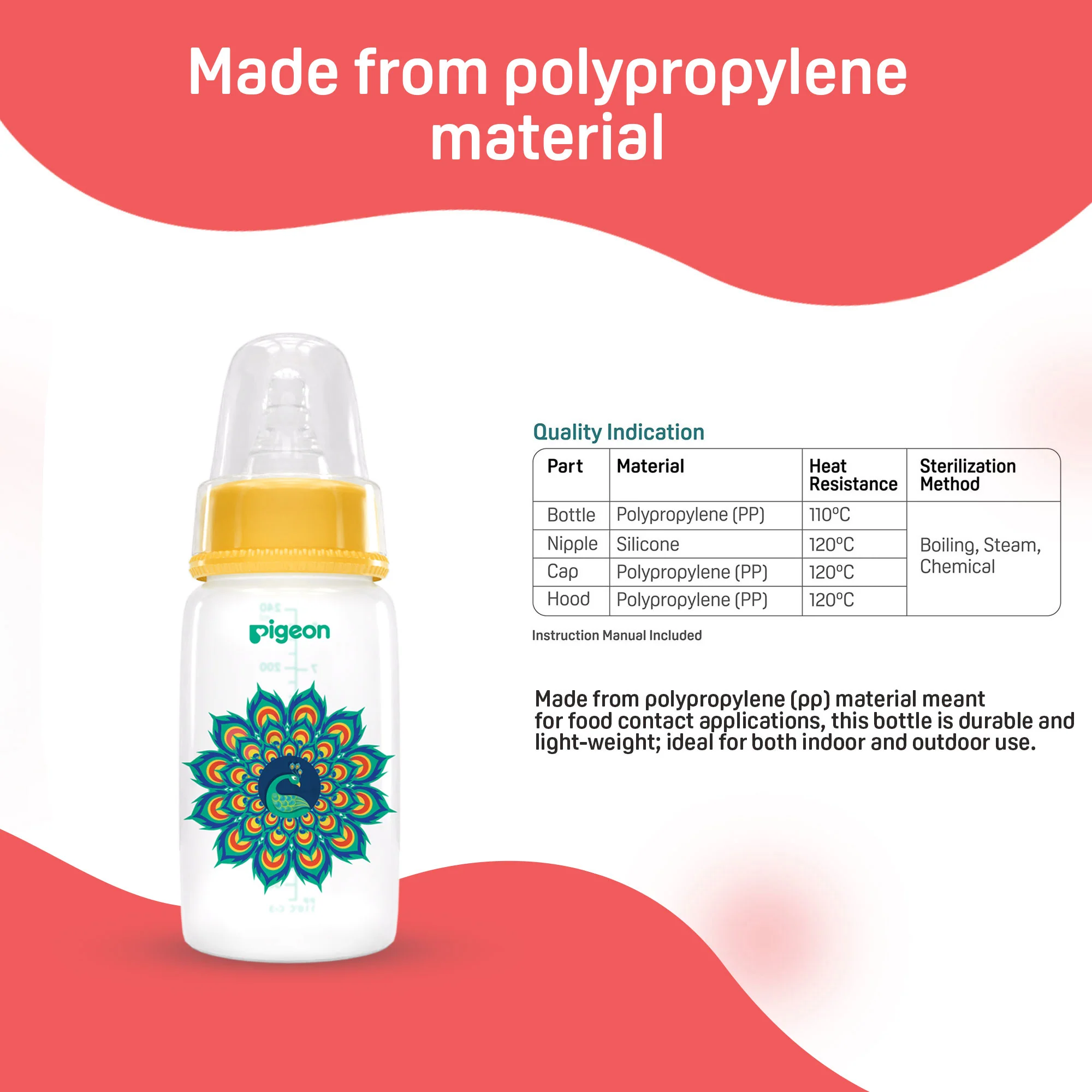 Peristaltic Nursing Bottle RPP 120ML (Yellow) Peacock S Size - Image 8