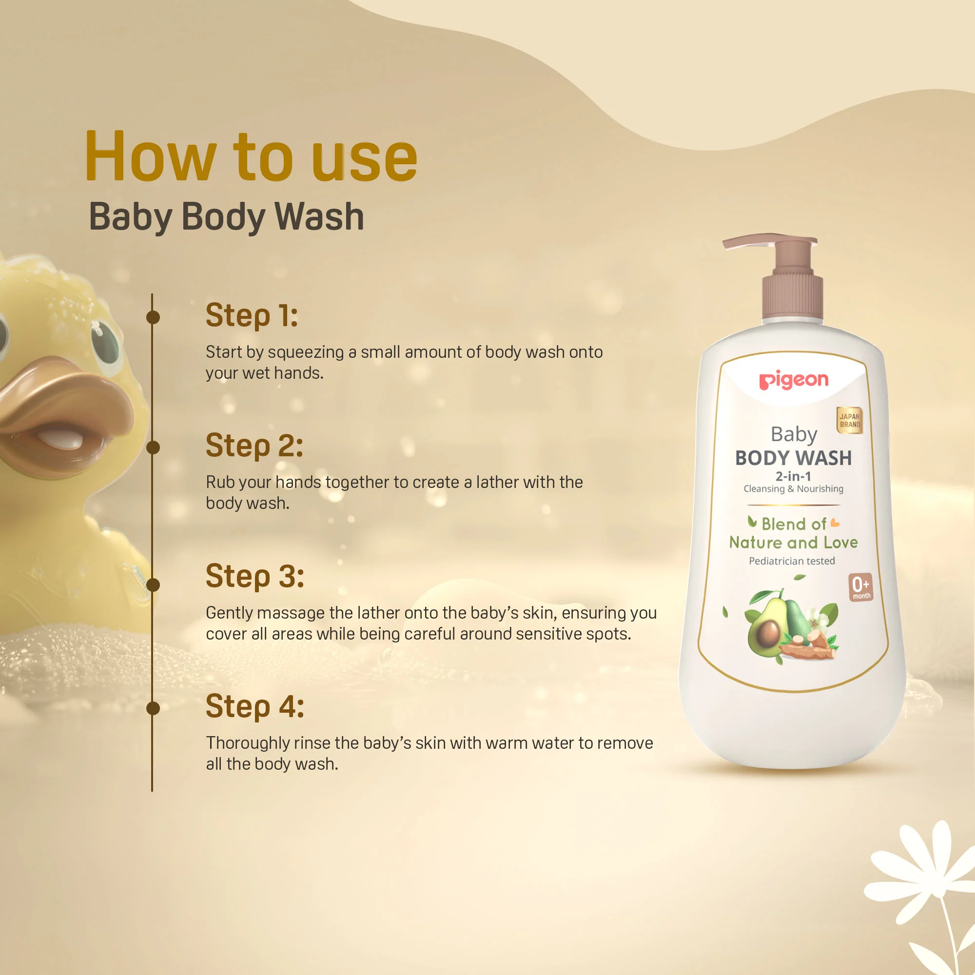 Pigeon Baby Body Wash 500ml - Image 4