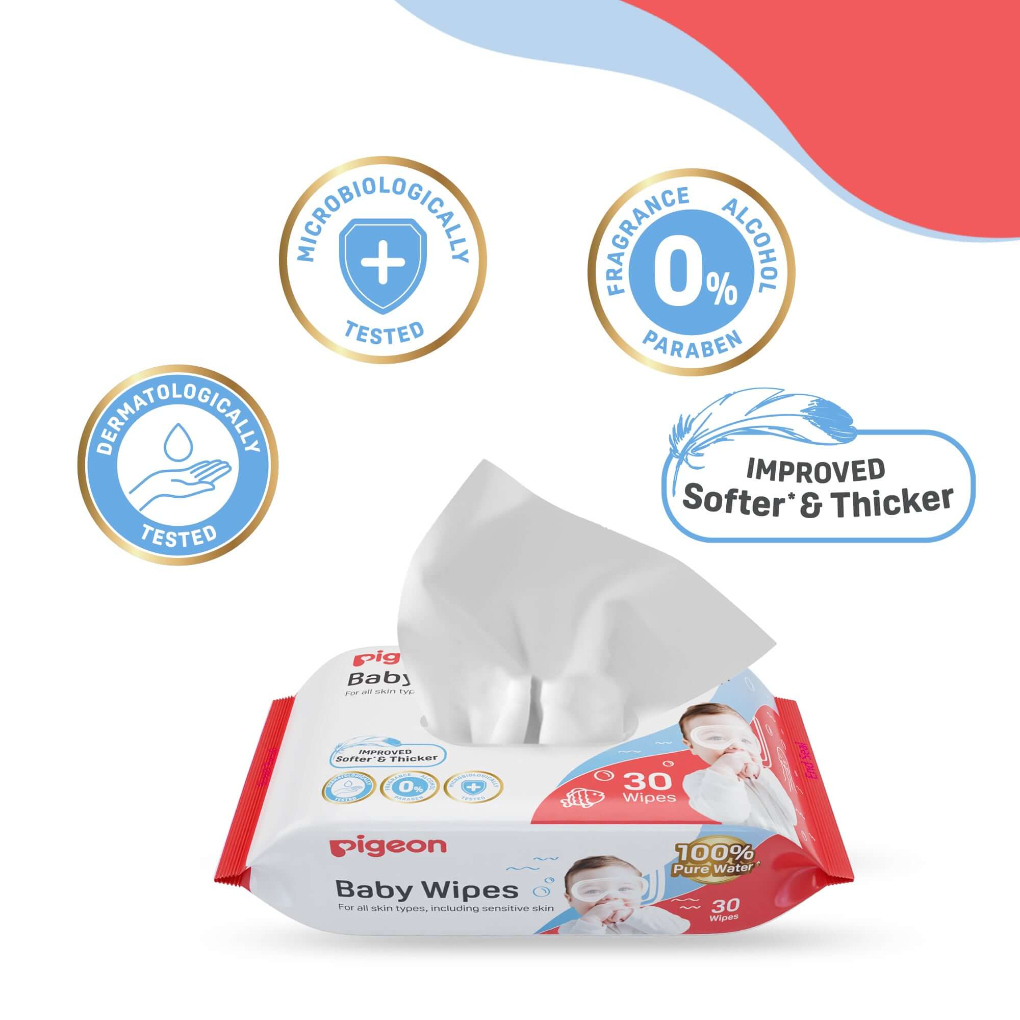 Pigeon Baby Wipes Pure Water 30S Sheets - Image 5