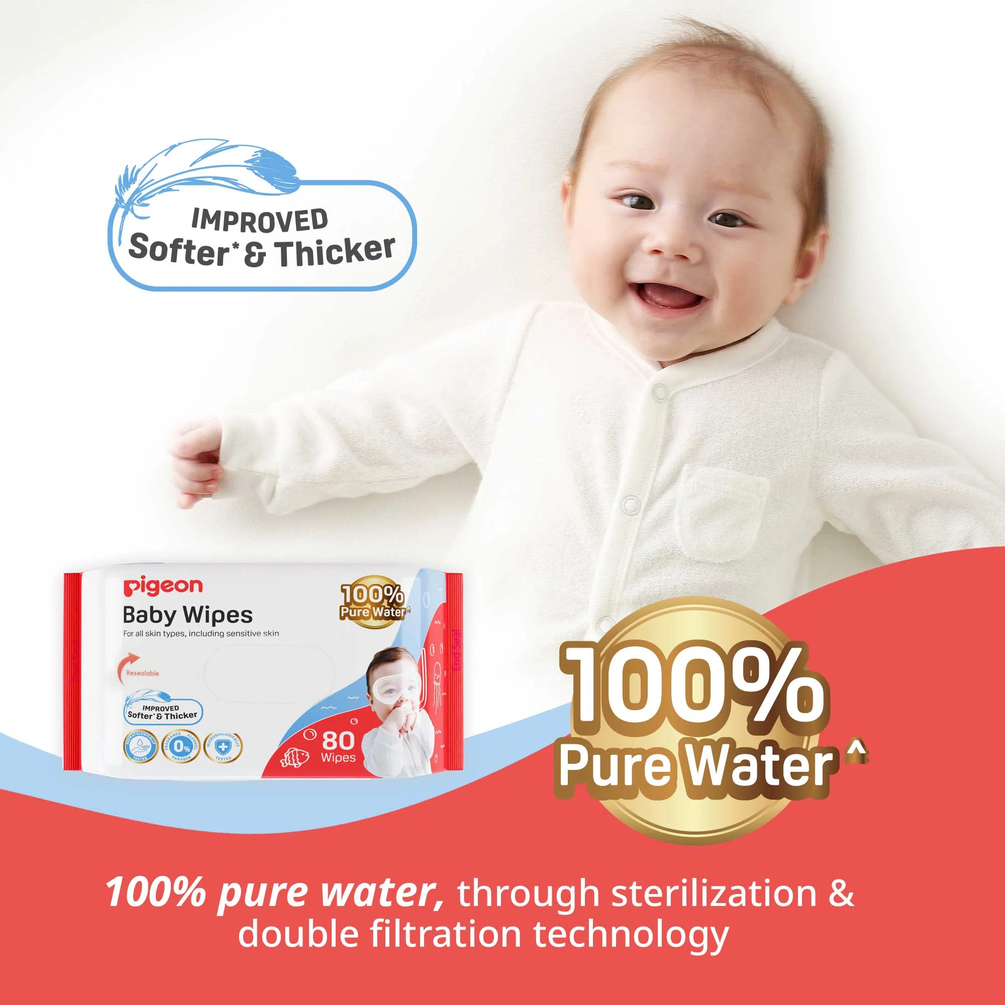 Pigeon Baby Wipes Pure Water 80S Sheets - Image 6