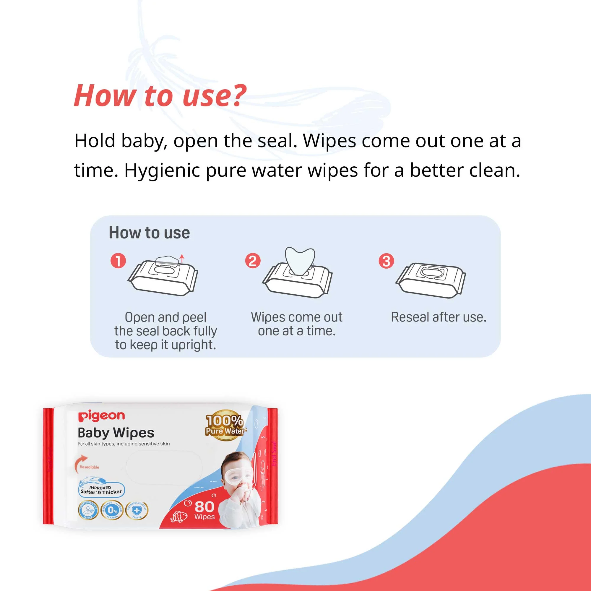 Pigeon Baby Wipes Pure Water 80S Sheets - Image 7
