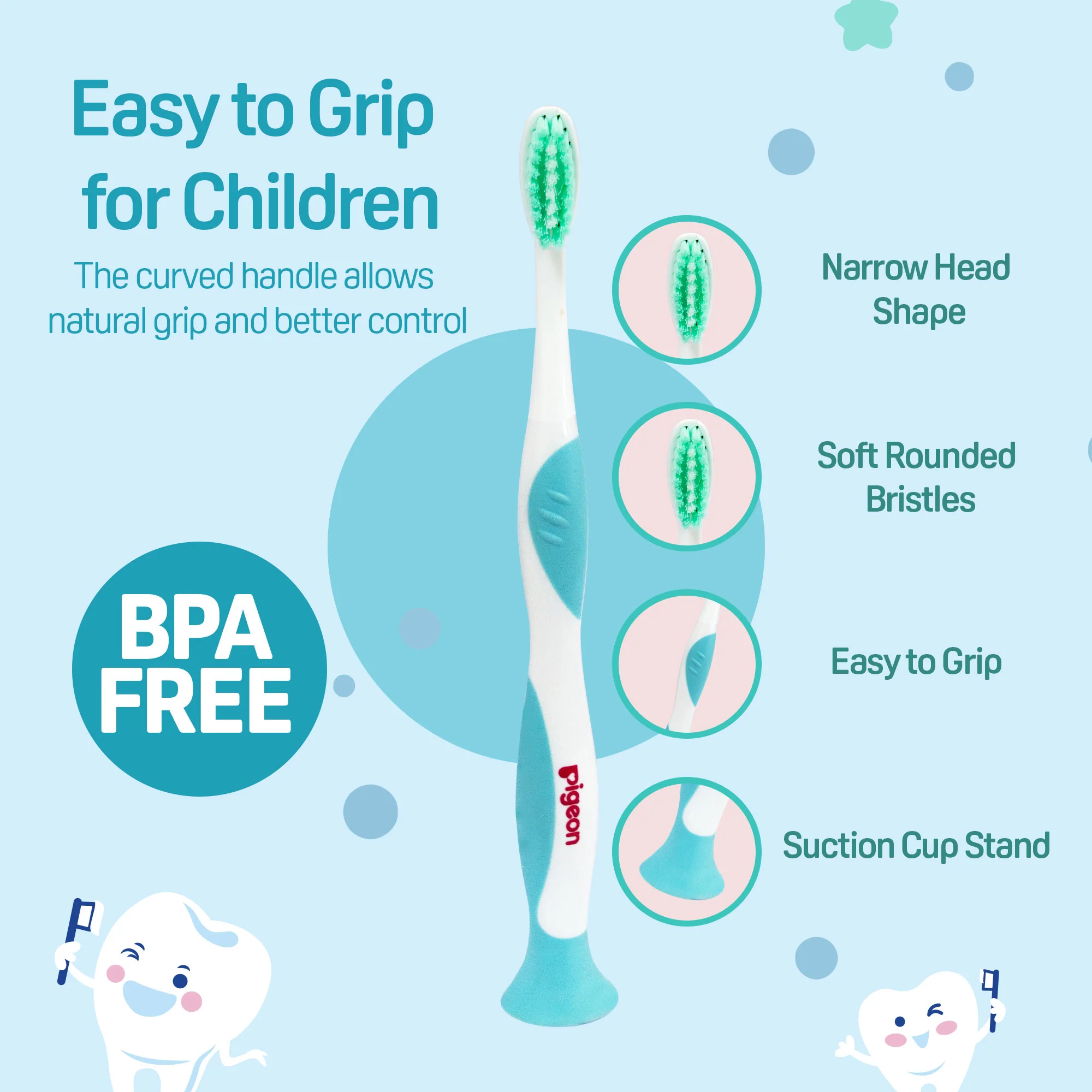 Pigeon Kids Toothbrush Blue 2-6 Years - Image 5