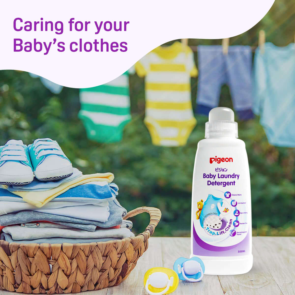 Pigeon Liquid Detergent Laundry Liquid for Baby Clothes Fabric Care 500ml Bottle - Image 8