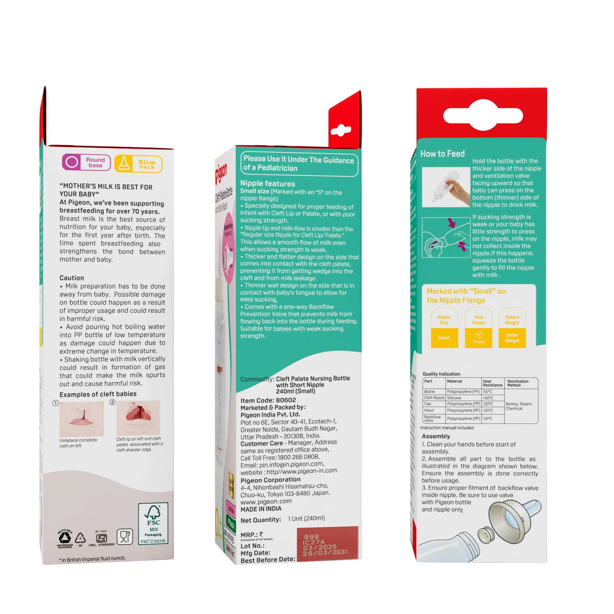 Pigeon Slim Neck cleft palate bottle (cleft palate nipple) Small - Image 9