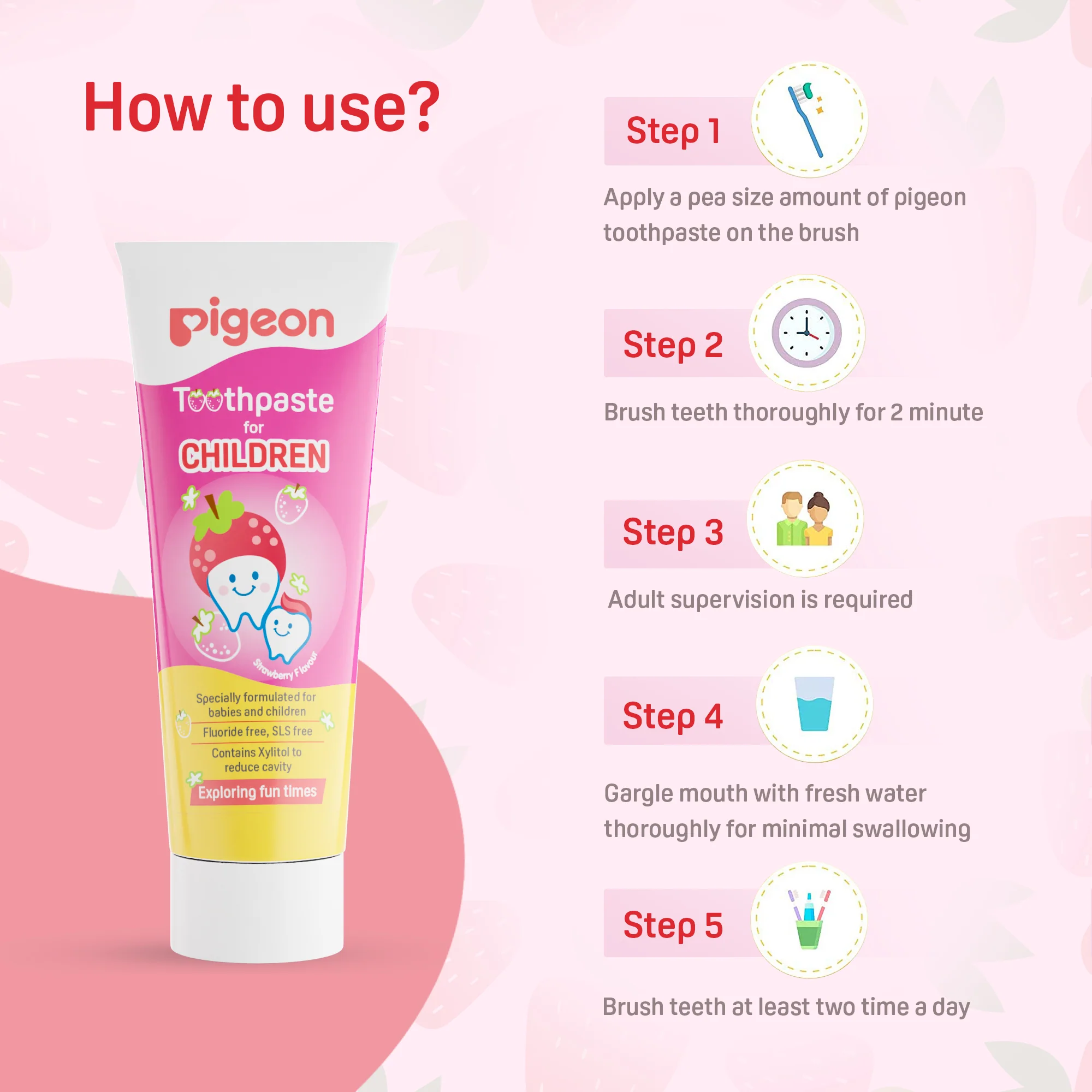 Pigeon Toothpaste for Children - Strawberry Flavour - Image 10