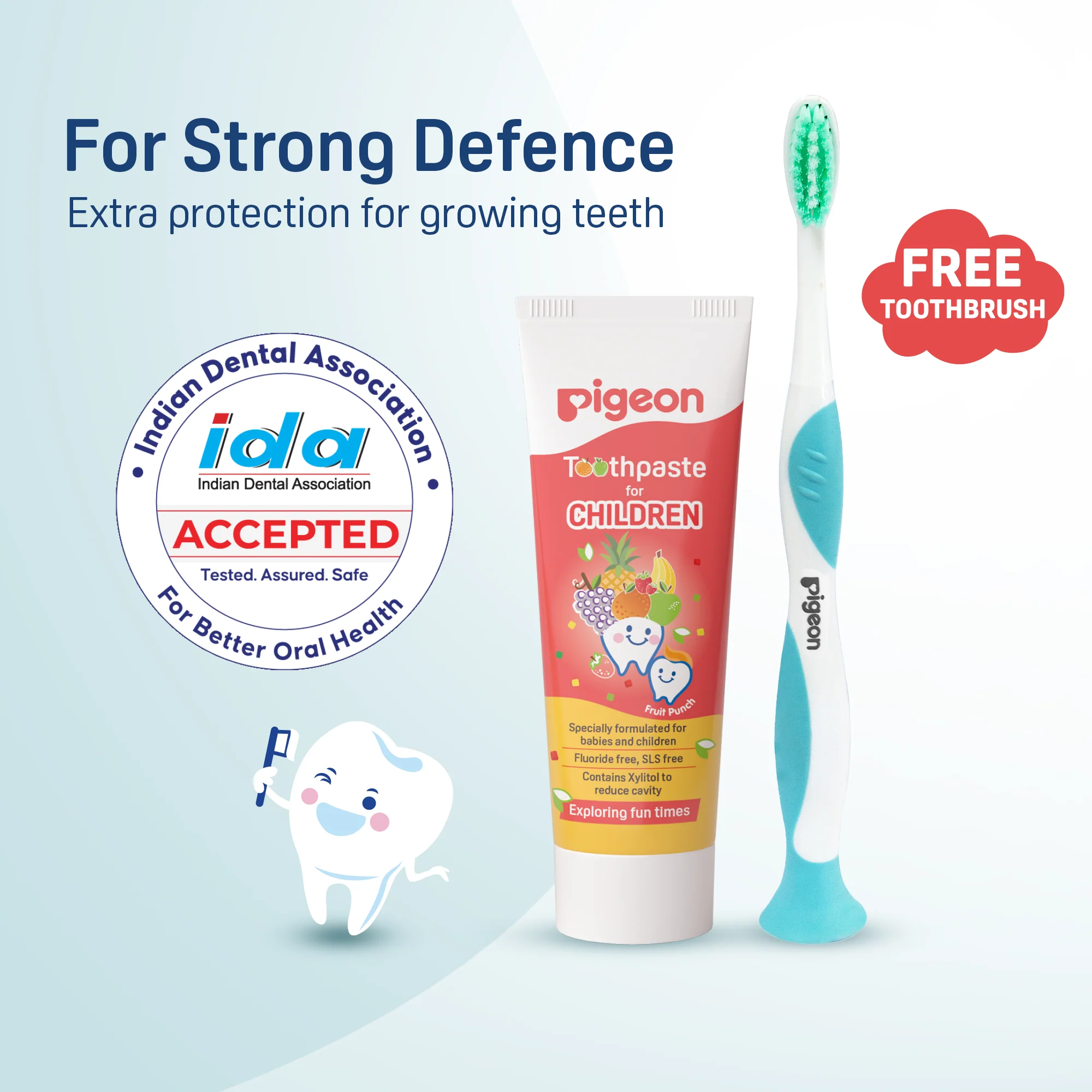 TOOTHPASTE FOR CHILDREN FRUIT PUNCH 45GM With Free kid's toothbrush (Blue) - Image 3
