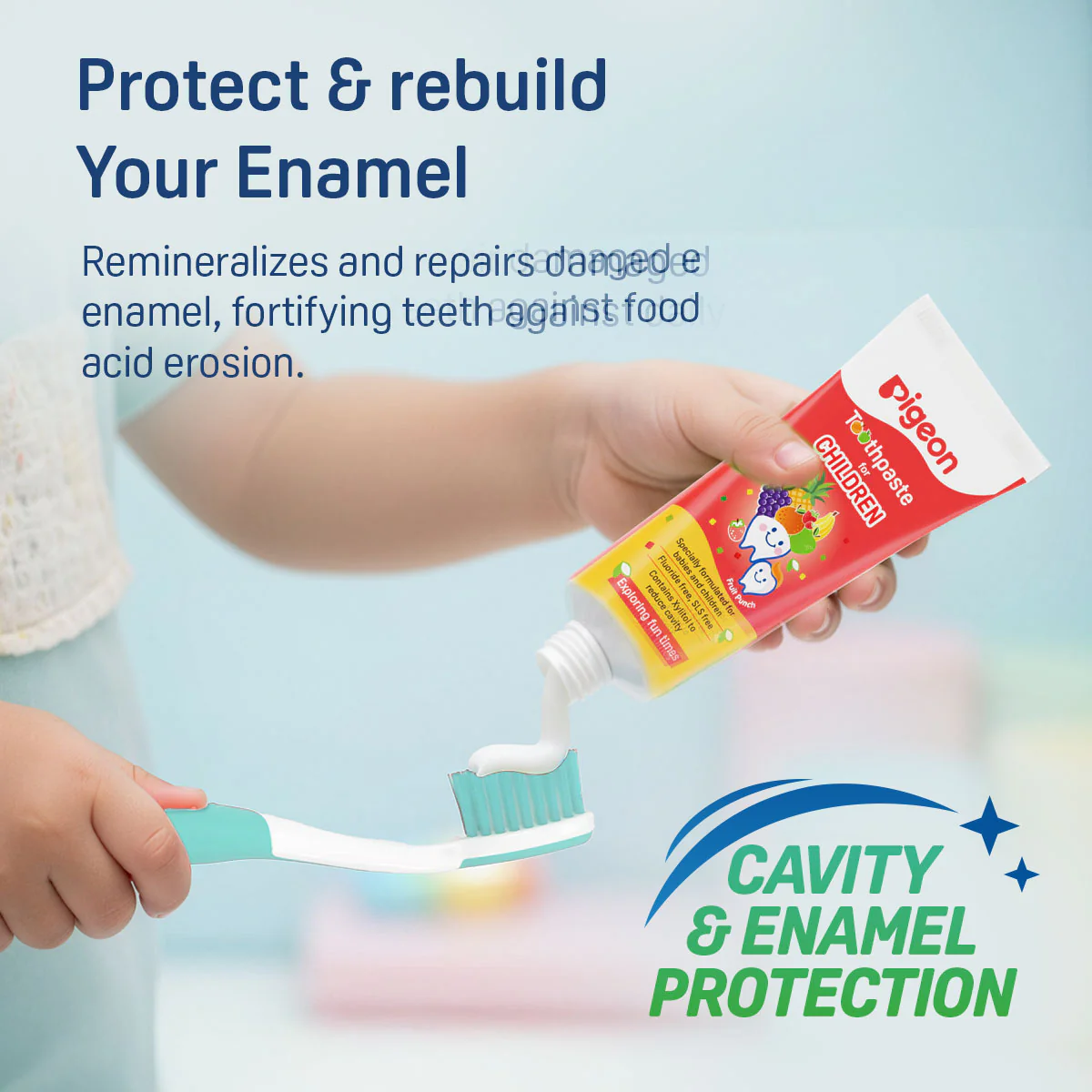 TOOTHPASTE FOR CHILDREN FRUIT PUNCH 45GM With Free kid's toothbrush (Blue) - Image 6