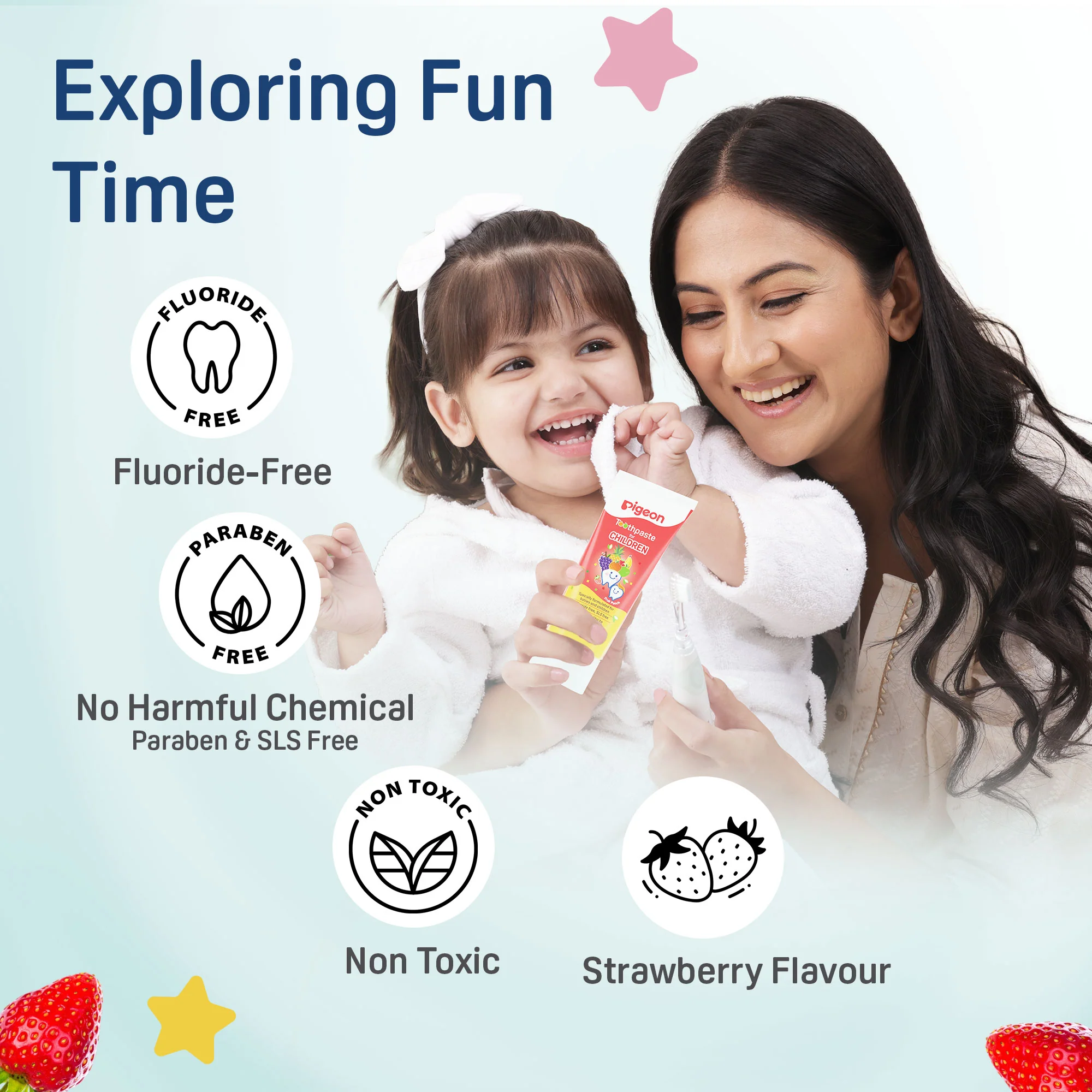 TOOTHPASTE FOR CHILDREN FRUIT PUNCH 45GM With Free kid's toothbrush (Blue) - Image 7