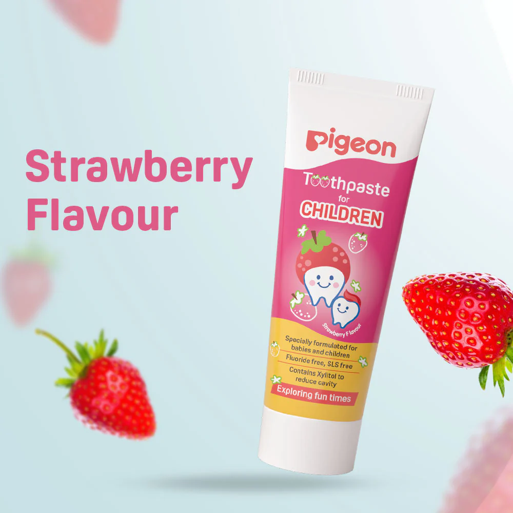 TOOTHPASTE FOR CHILDREN STRAWBERRY 45GM , Free kid's toothbrush (Blue) - Image 3