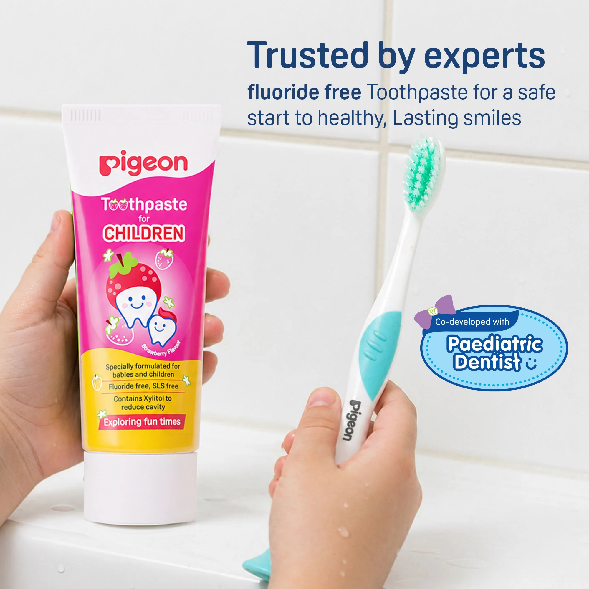 TOOTHPASTE FOR CHILDREN STRAWBERRY 45GM , Free kid's toothbrush (Blue) - Image 6